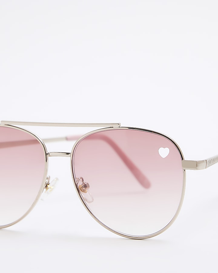 Girls pink heart aviator sunglasses