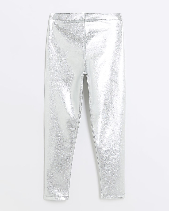 Girls silver disco leggings