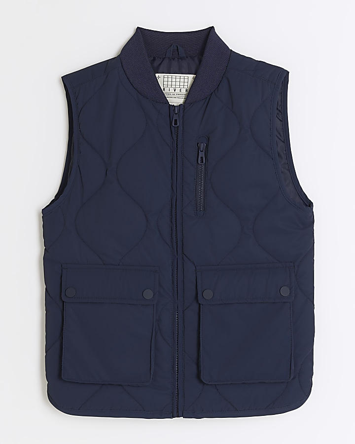 Boys navy quilted gilet