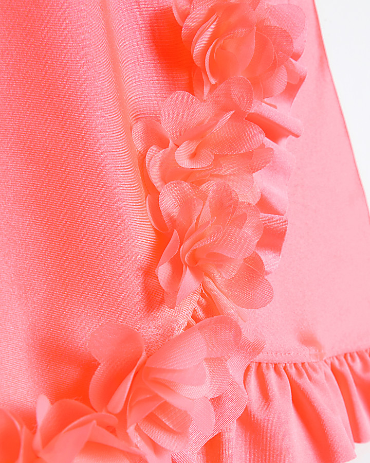 Girls pink flower swim skirt