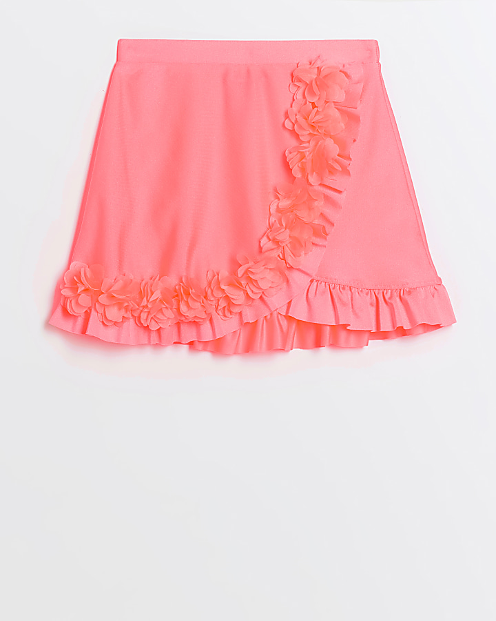 Girls pink flower swim skirt