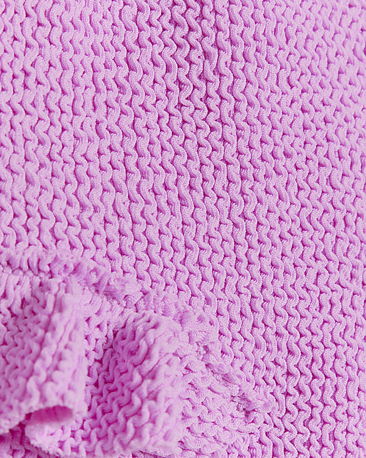 Mini girls purple textured frill swimsuit | River Island