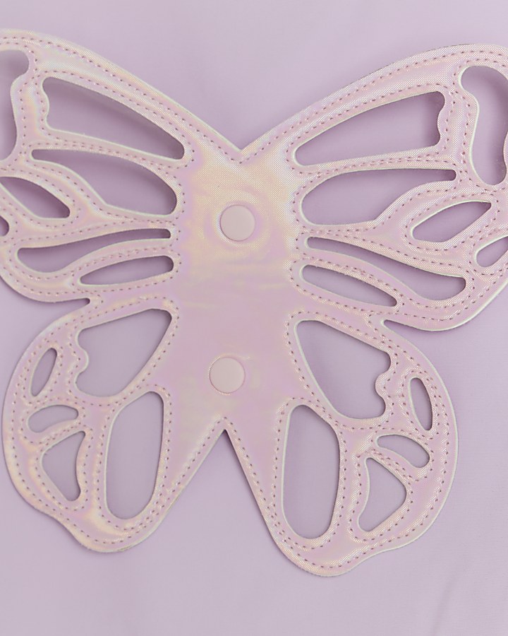 Mini Girls Lilac Butterfly Frill Swimsuit