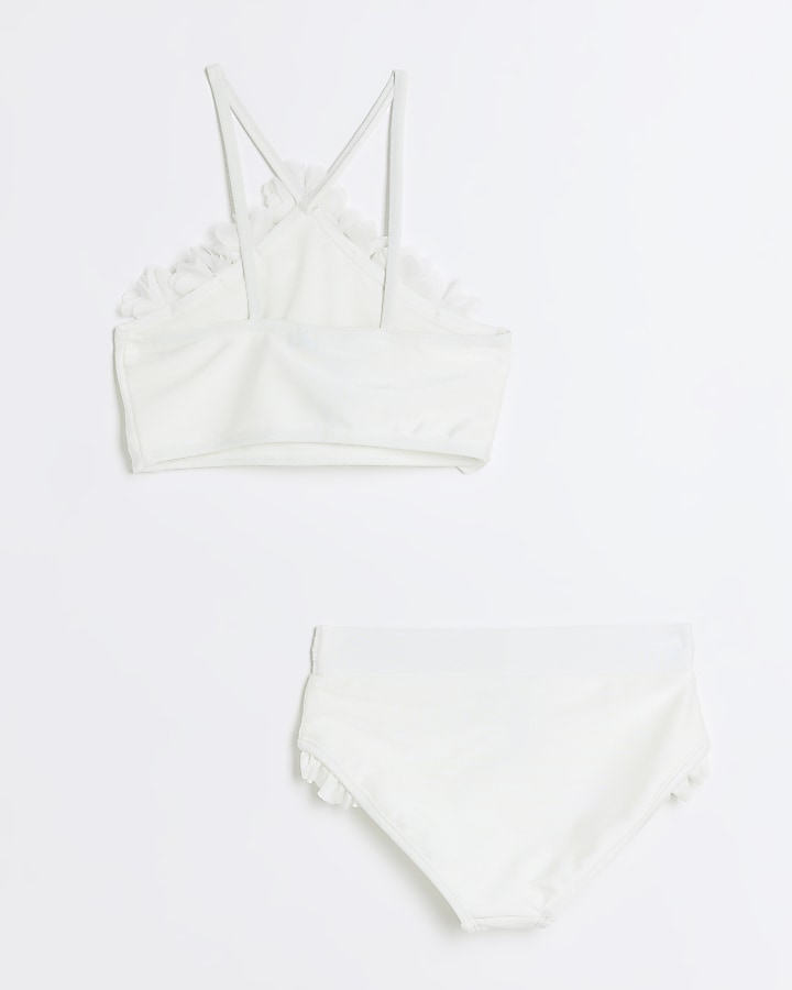 Girls white flower bikini set
