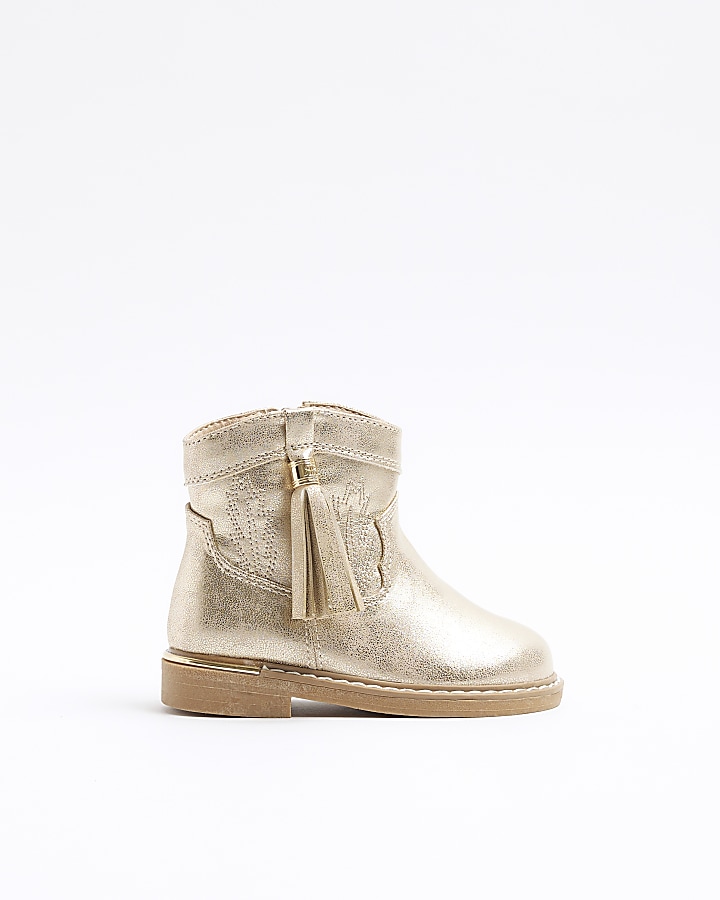 Girls hot sale gold booties