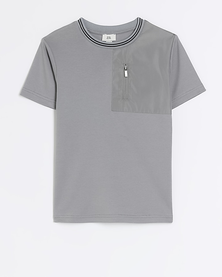 Boys grey utility pocket t-shirt