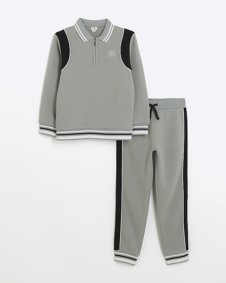 Boys grey taped sweatshirt and joggers set