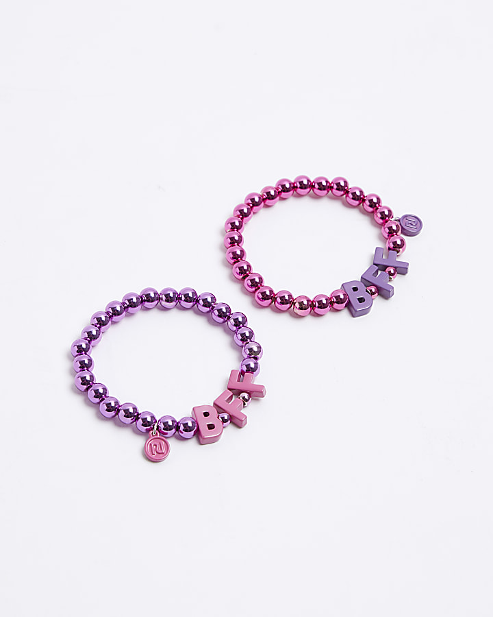 Girls pink BFF beaded bracelets