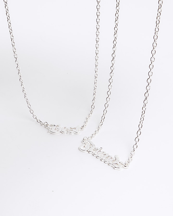 Girls silver BFF necklaces