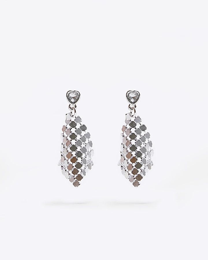 Girls silver chainmail earrings