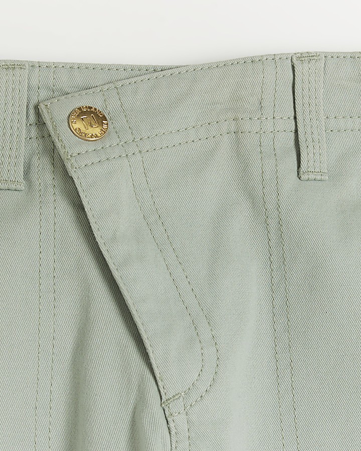 Girls khaki asymmetric cargo trousers