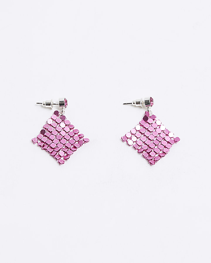 Girls Pink Chainmail Earrings