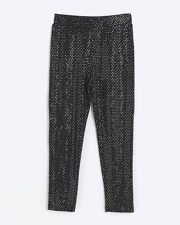 Girls black sequin leggings