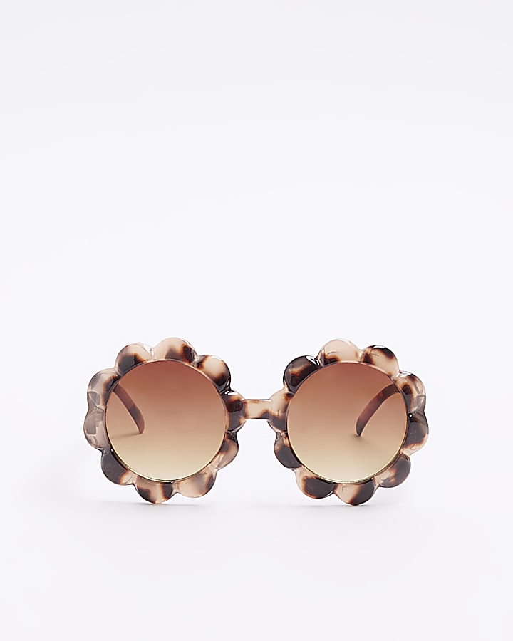 Mini girls brown tortoise flower sunglasses