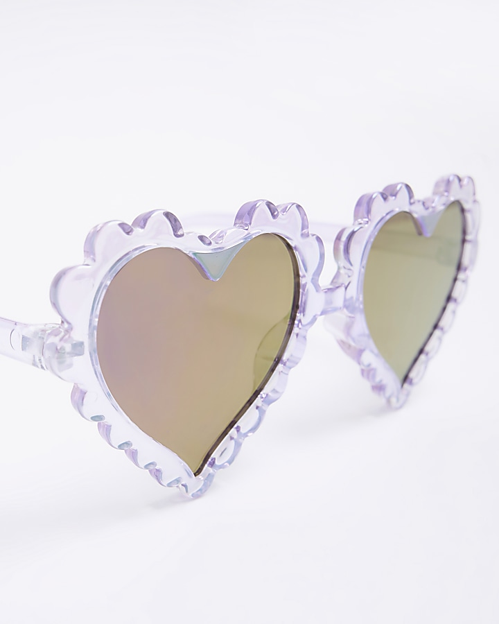 Mini girls purple scalloped heart sunglasses