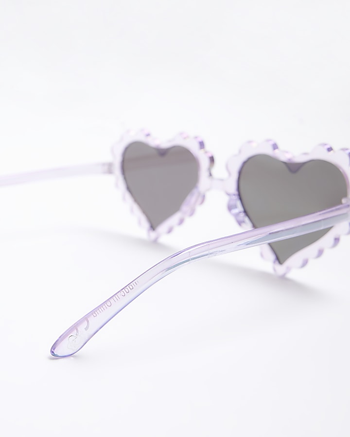 Mini girls purple scalloped heart sunglasses