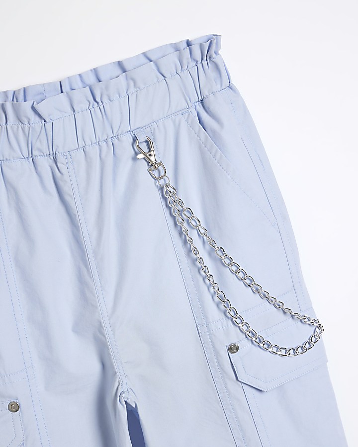 Girls blue chain cargo trousers
