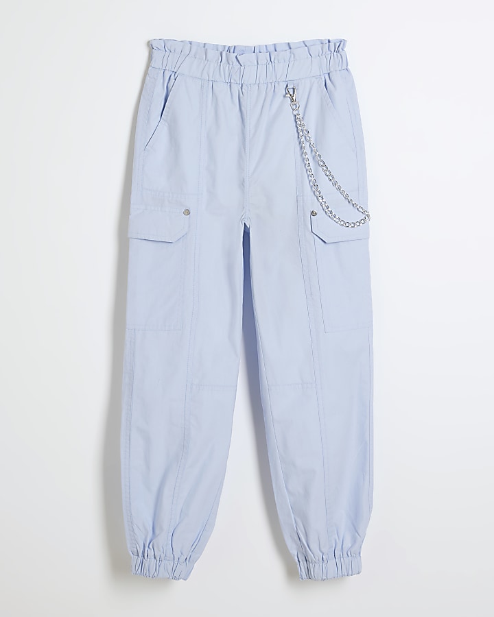 Girls blue chain cargo trousers