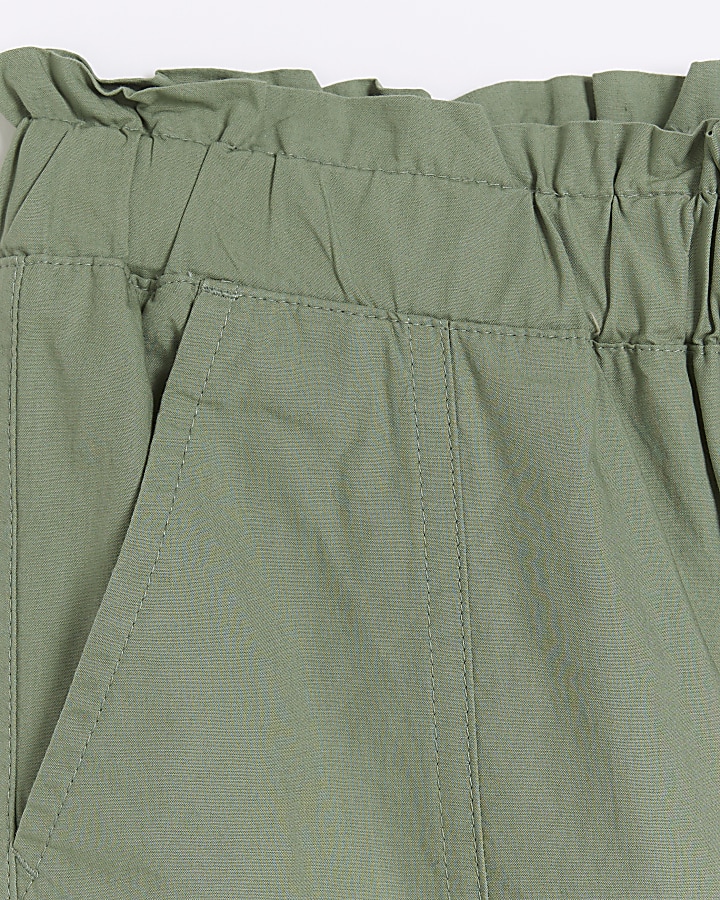 Girls khaki papertouch chain cargo trousers