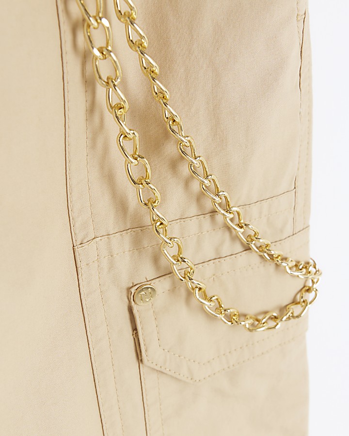 Girls beige chain cargo trousers