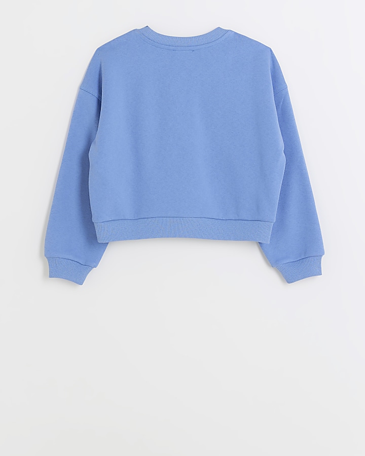 Girls blue diamante graphic sweatshirt