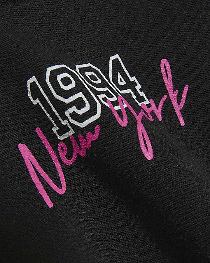 Girls black Brooklyn sweatshirt set