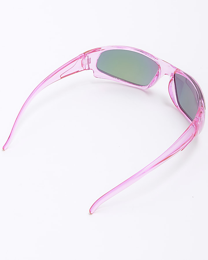Girls pink sporty wrap sunglasses