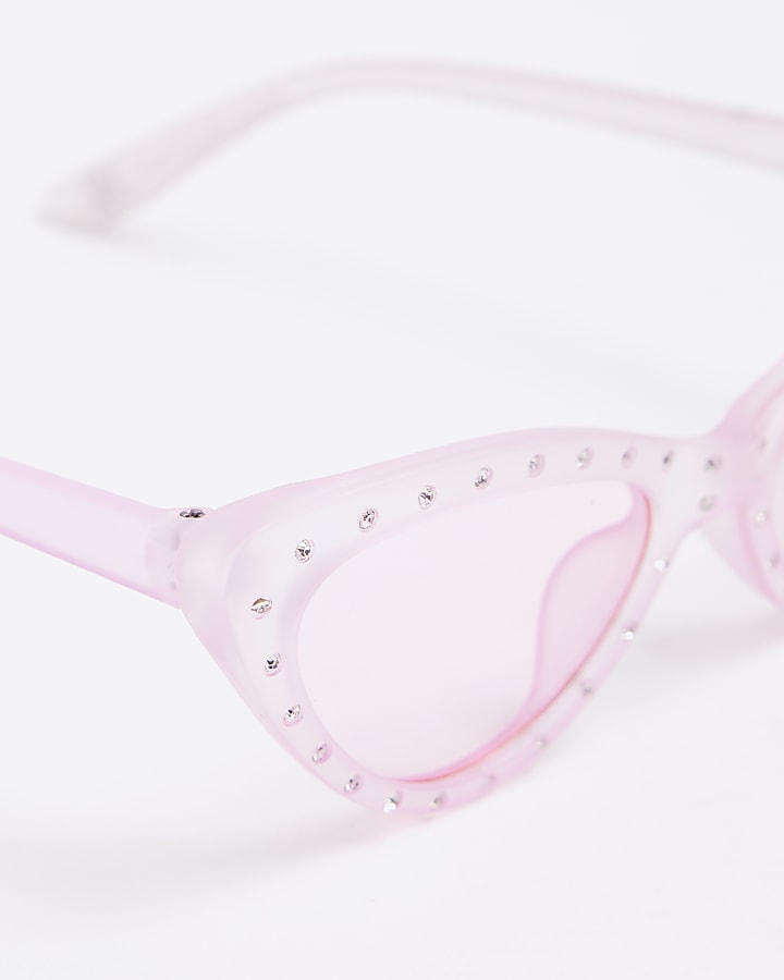 Girls pink diamante cat eye sunglasses