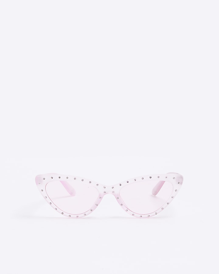 Girls pink diamante cat eye sunglasses
