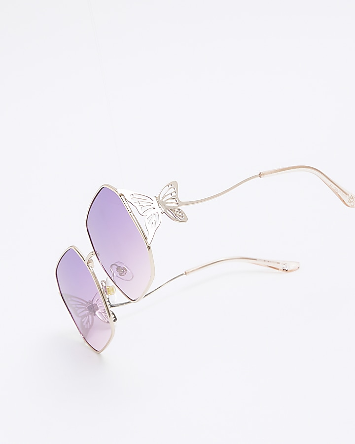 Girls purple butterfly trim sunglasses