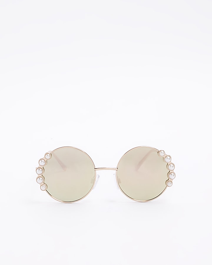 Girls Gold Pearl Round Sunglasses River Island 