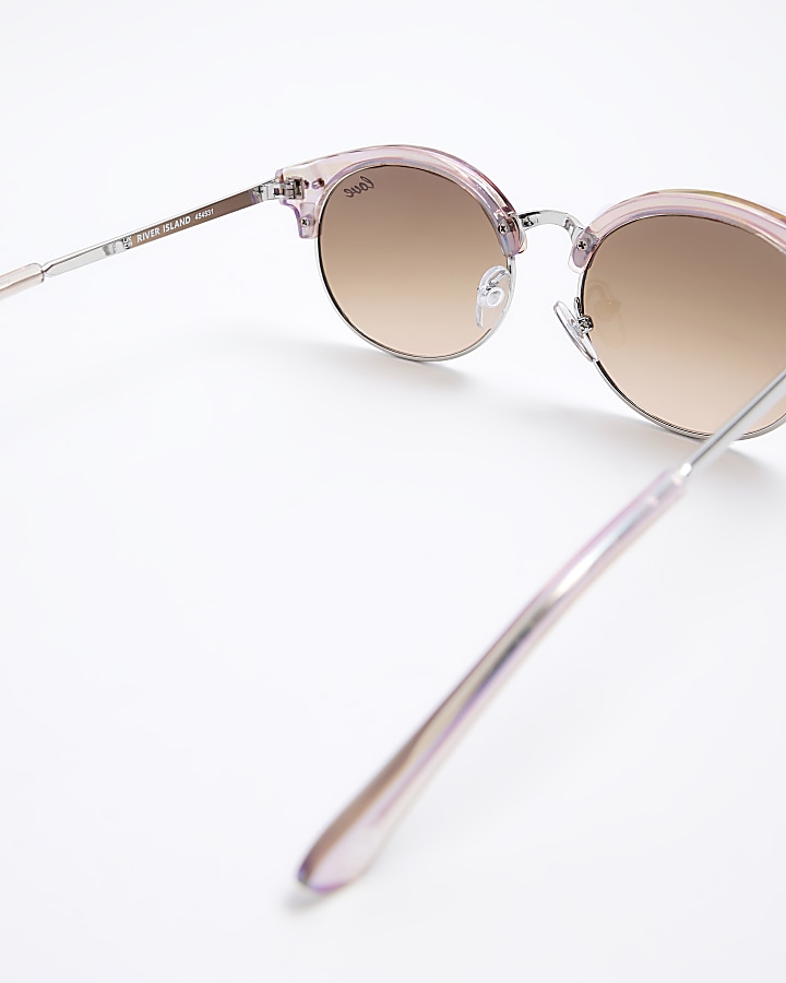 Girls silver irridescent retro sunglasses