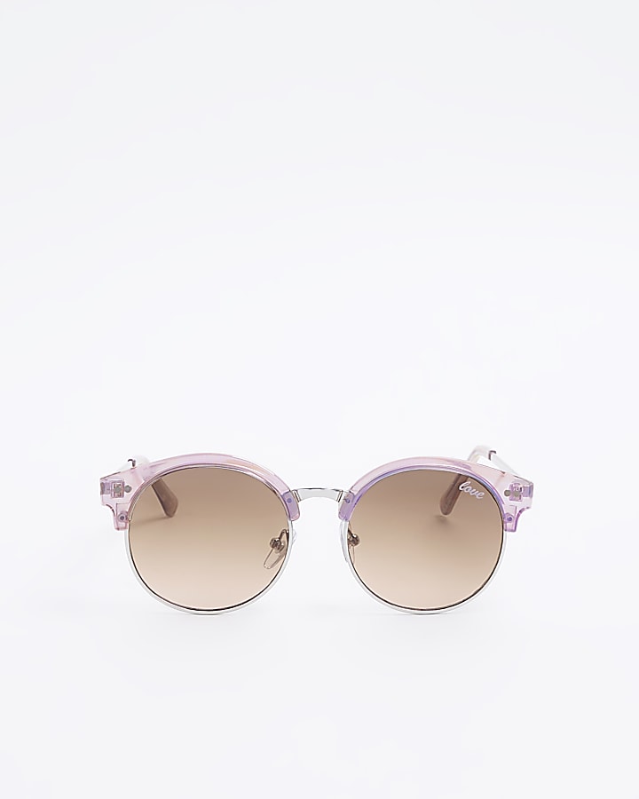 Girls silver irridescent retro sunglasses