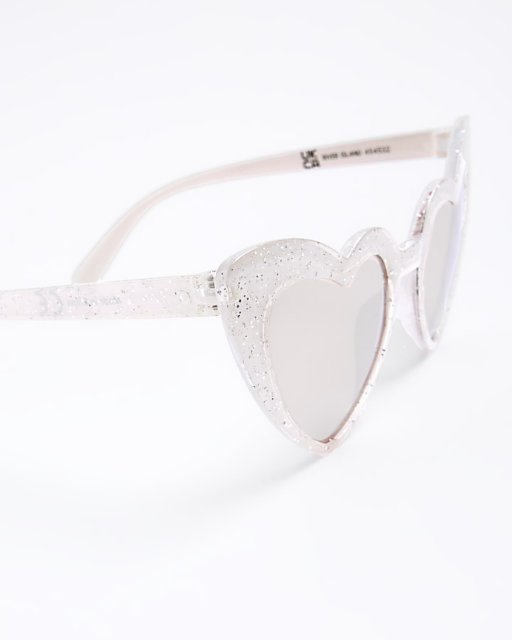 Girls white glitter heart sunglasses