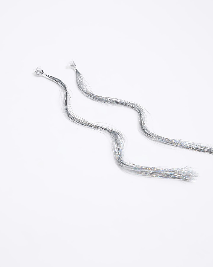Silver tinsel clip hair accessory