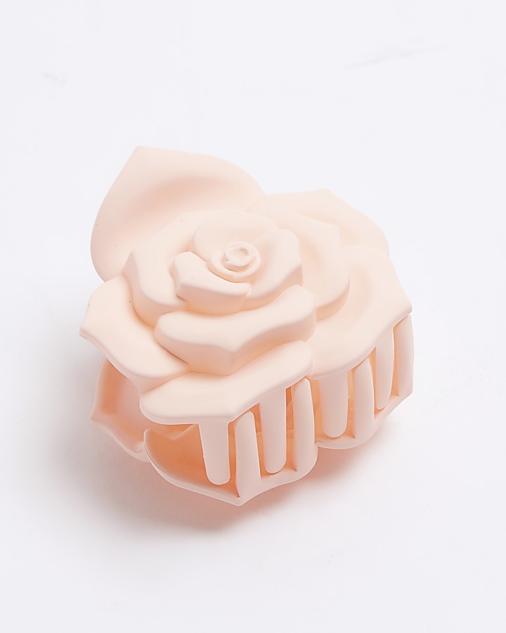 Girls pink rose claw hair clip