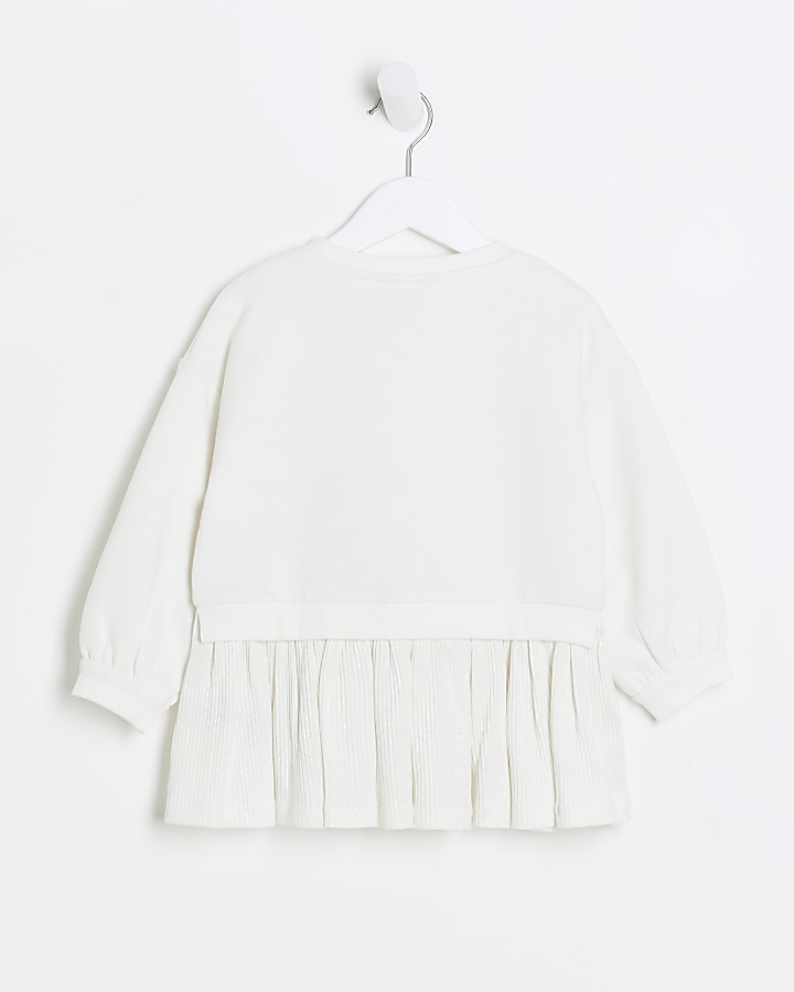 Mini Girls Cream Peplum Sweatshirt