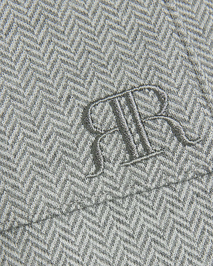 Boys grey herringbone zip up sweatshirt set River Island