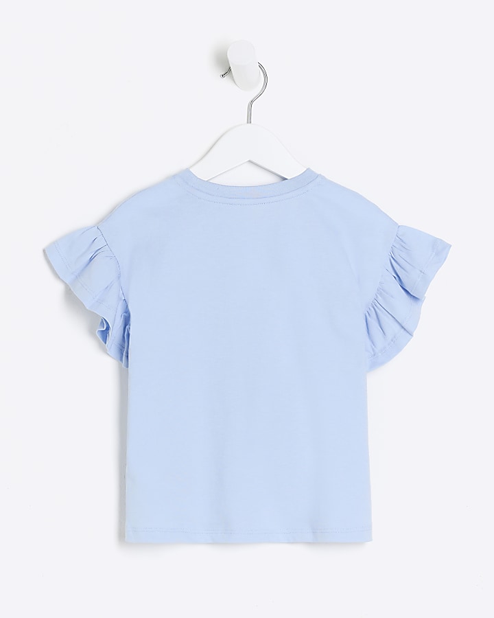 Mini girls blue graphic heart t-shirt