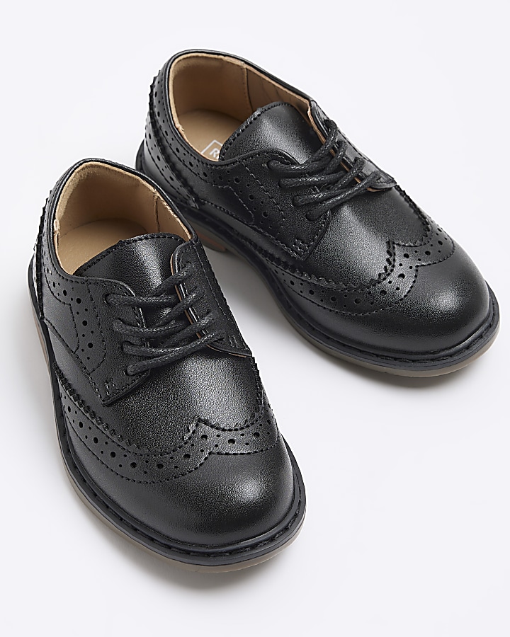 Mini boys black brogue smart shoes