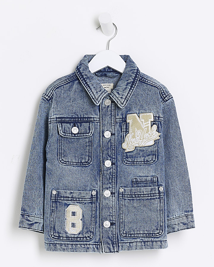 Mini blue badged denim jacket