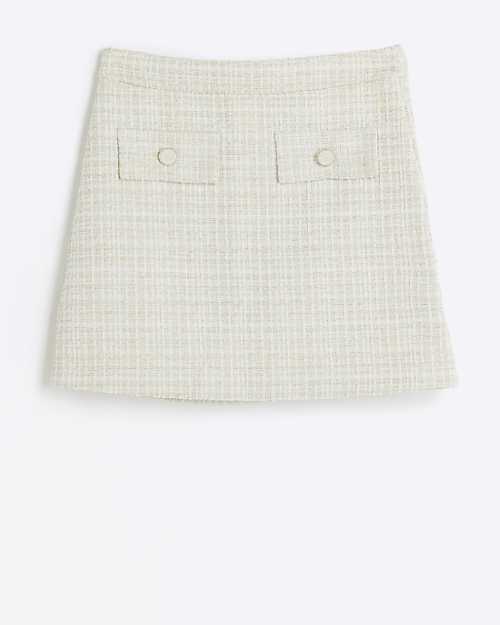 Girls cream boucle skirt