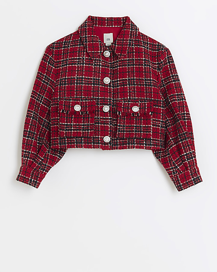 River island red tartan on sale coat