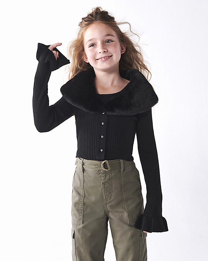 Girls faux fur clearance cardigan