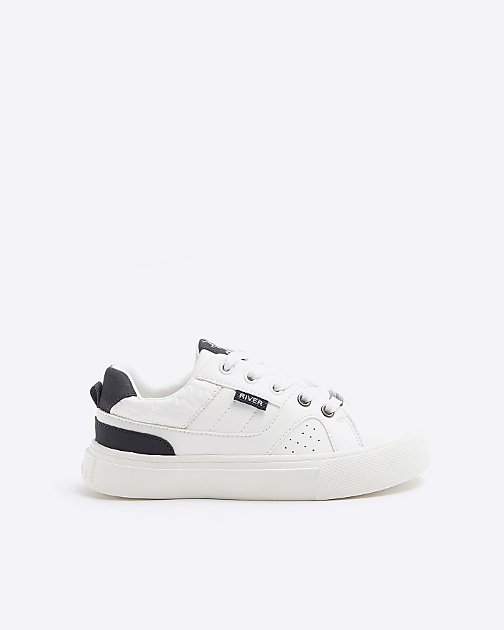 Boys white monochrome trainers