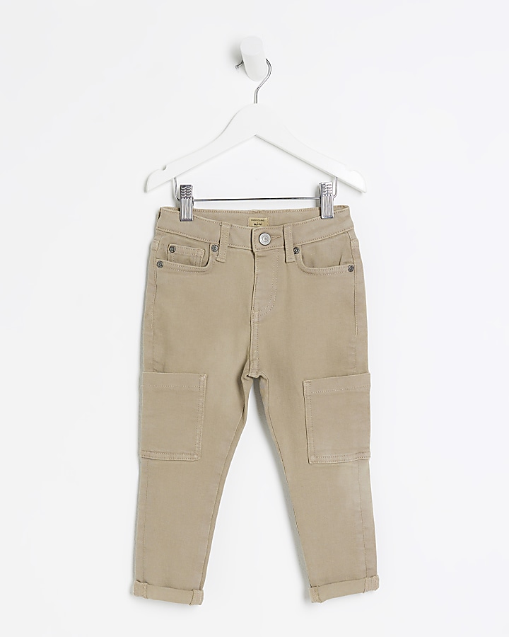 Mini boys stone utility tapered jeans | River Island