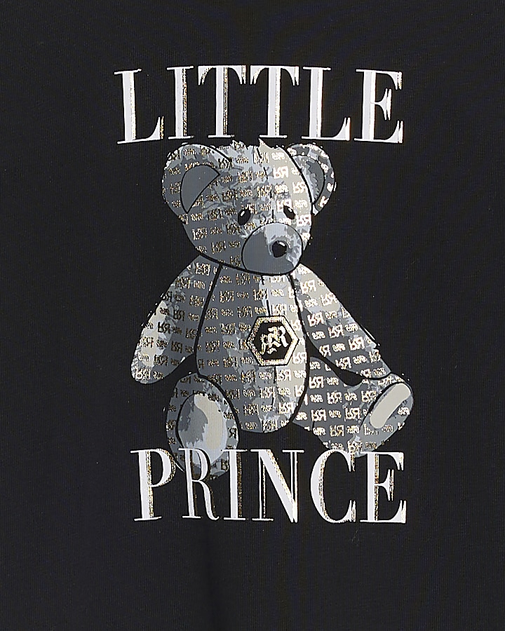 Mini boys black bear print t-shirt