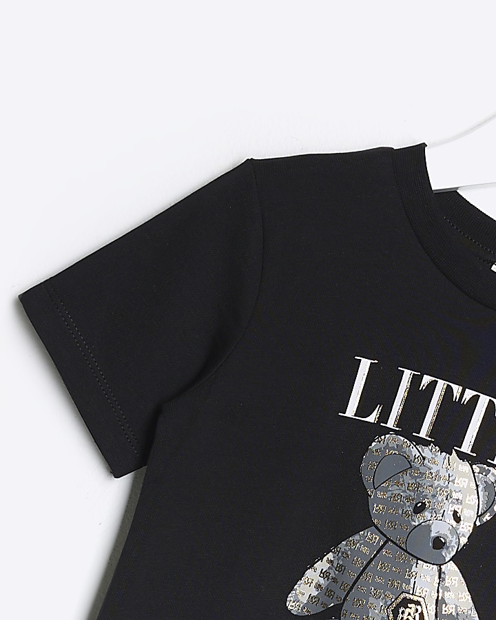 Mini boys black bear print t-shirt