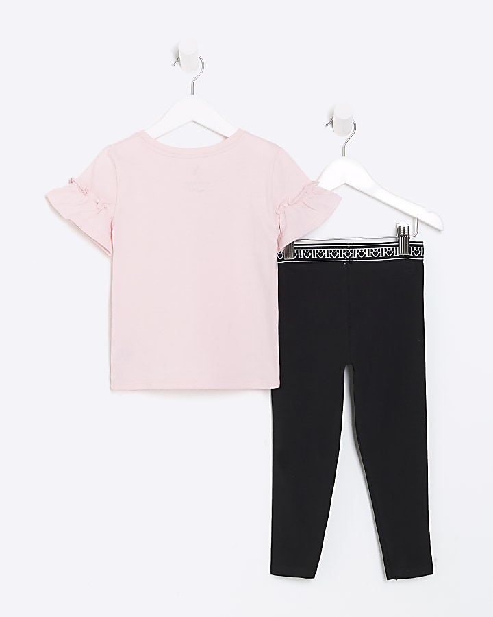 Mini girls pink corsage t-shirt set
