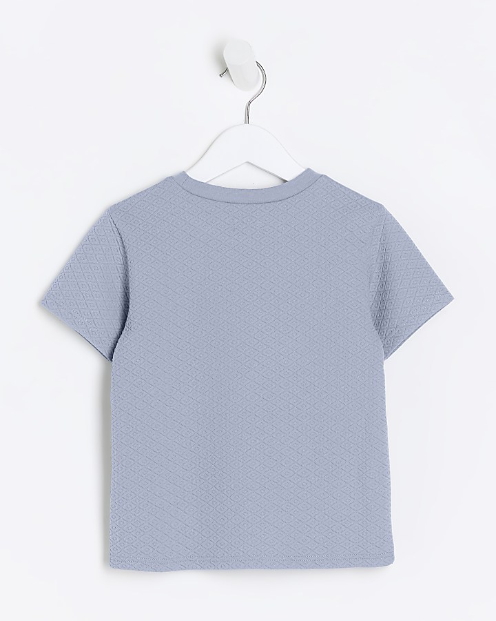 Mini boys blue textured t-shirt